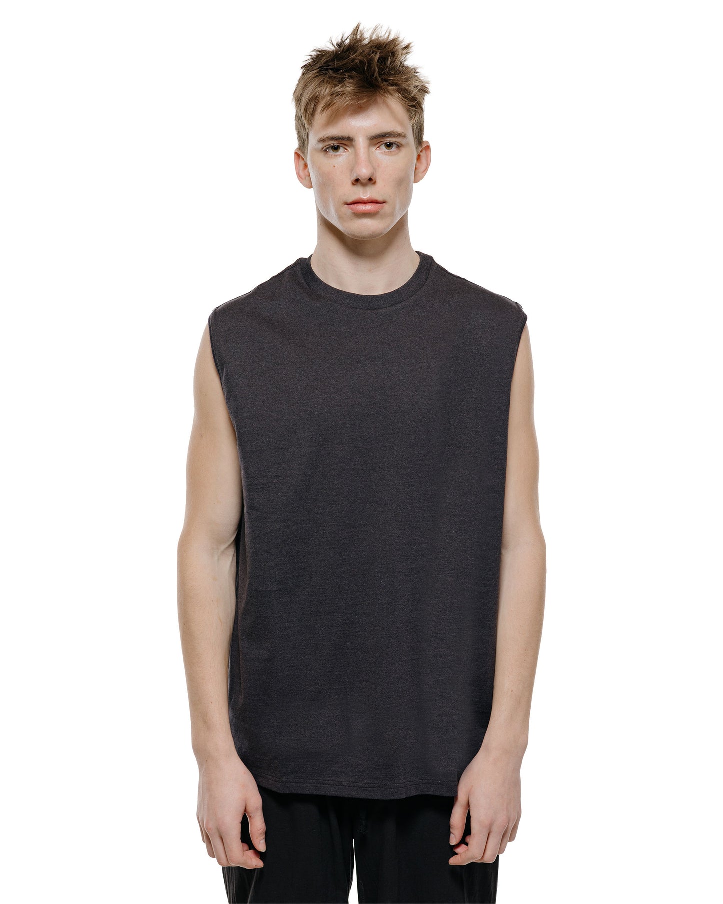 lost & found MARKAWARE marka Sleeveless Tee 40/2 Organic Cotton Knit Heather Black