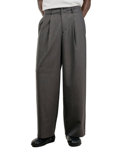 marka 2/60 Wool Gabardine Double Pleated Military Trouser Brown Gray