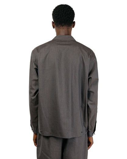 marka 2/60 Wool Tropical Melange Open Collar L/S Shirt With Hem Tab Brown Gray