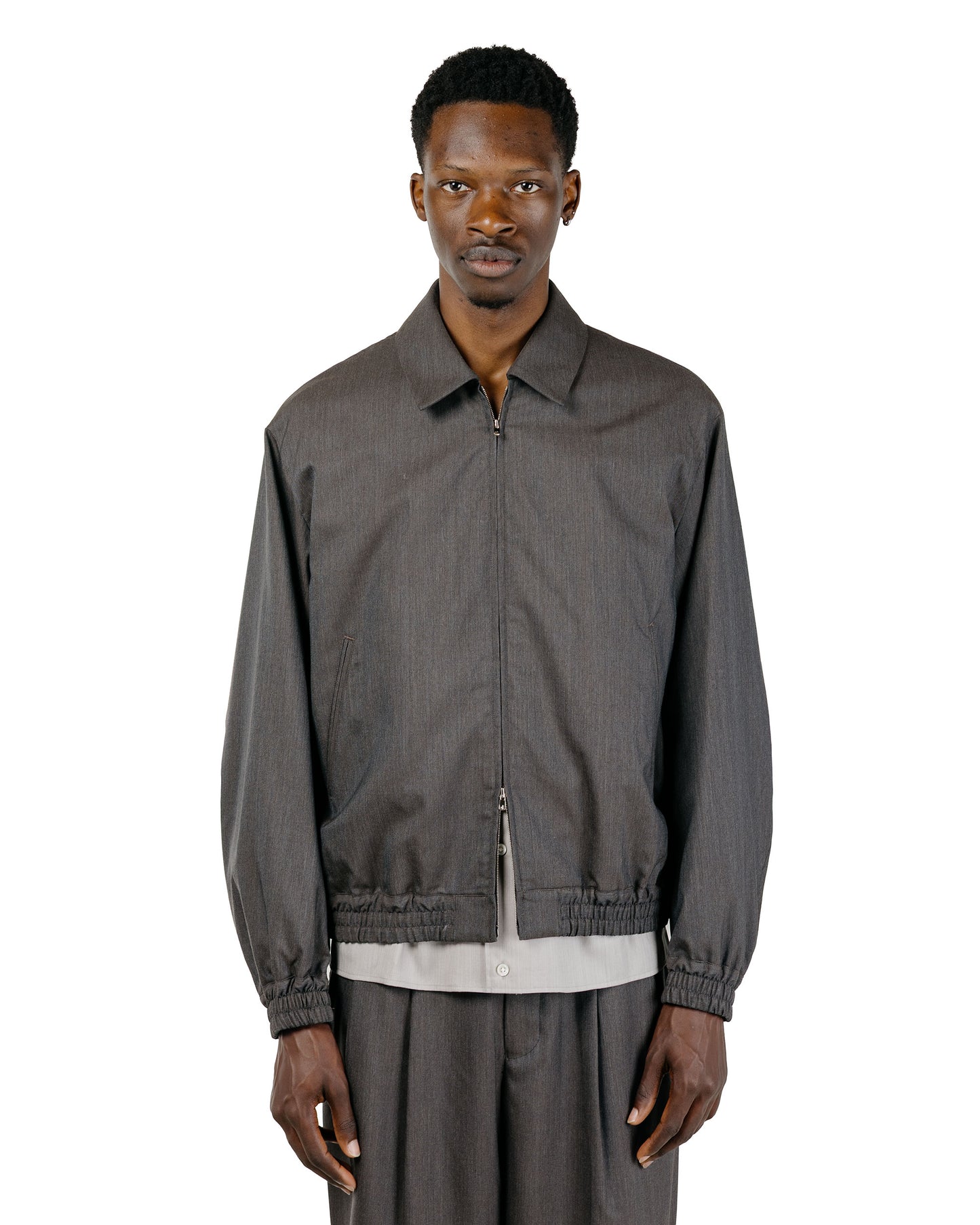 marka 2/60 Wool Tropical Melange Zip Blouson Brown Gray