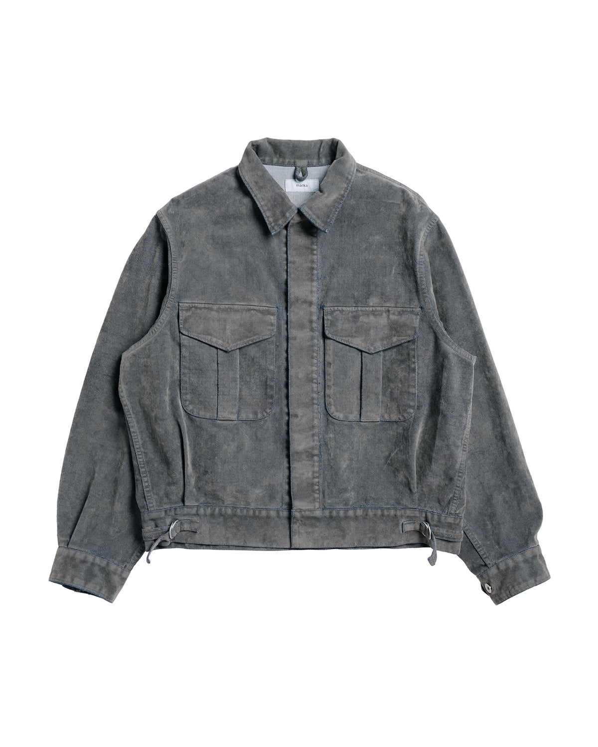 marka Canadian Military Jacket Velvet-Flocked Organic Cotton Denim Gray