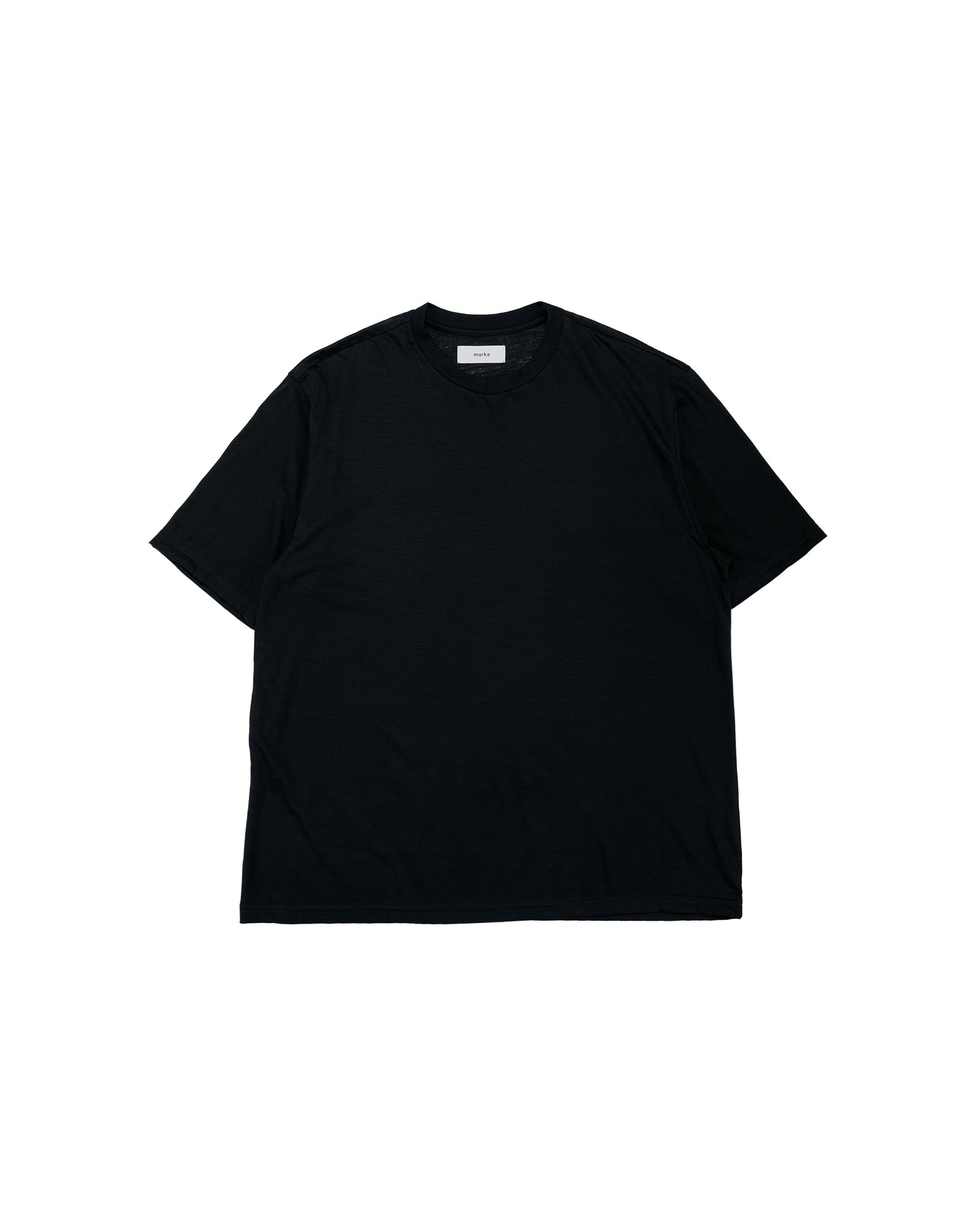 lost & found MARKAWARE marka Crew Neck Tee Super120s Washable Wool Jersey Black