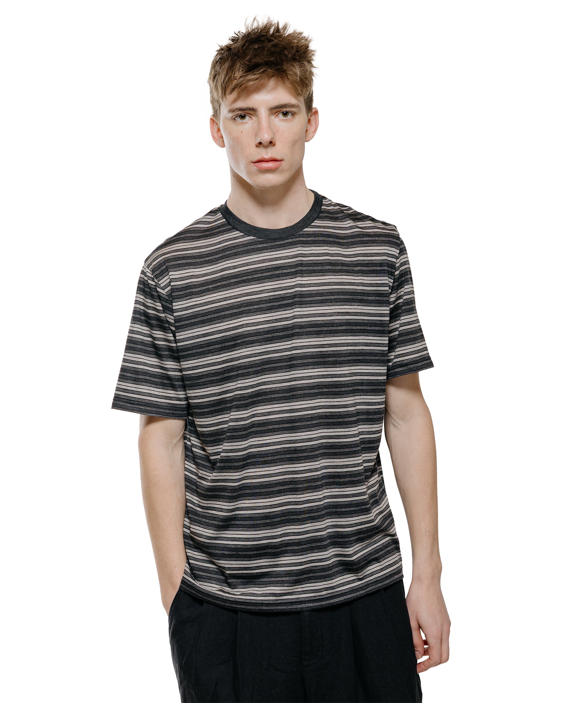 lost & found MARKAWARE marka Crew Neck Tee Super120s Washable Wool Jersey Gray Border