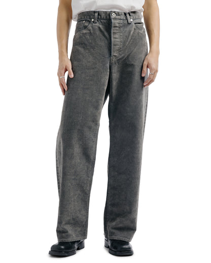 marka Cylinder Fit Jeans Velvet-Flocked Organic Cotton Denim Gray