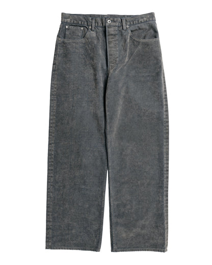 marka Cylinder Fit Jeans Velvet-Flocked Organic Cotton Denim Gray