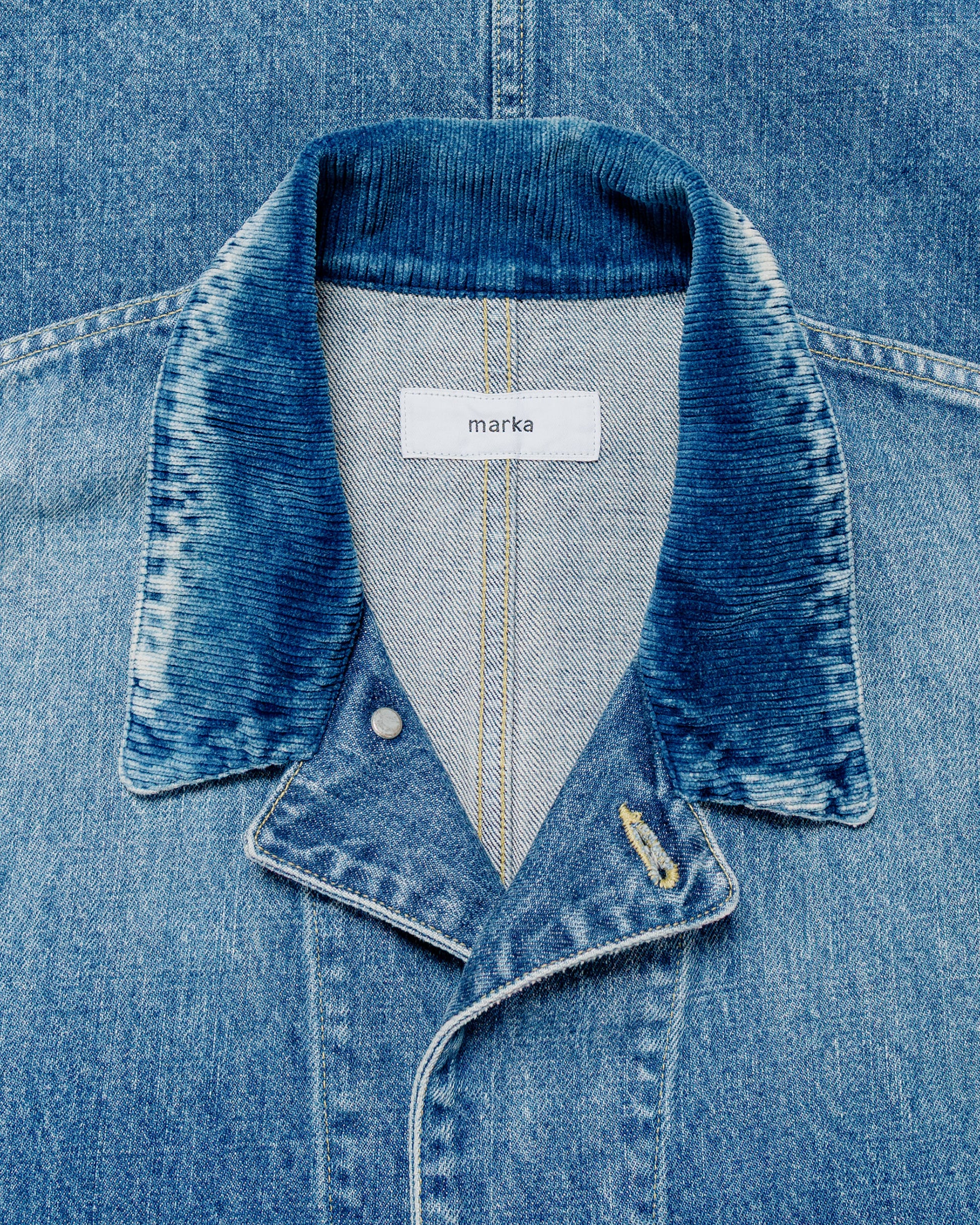 lost & found MARKAWARE marka Denim Coverall Jacket 13.5oz Selvedge Denim Used Wash