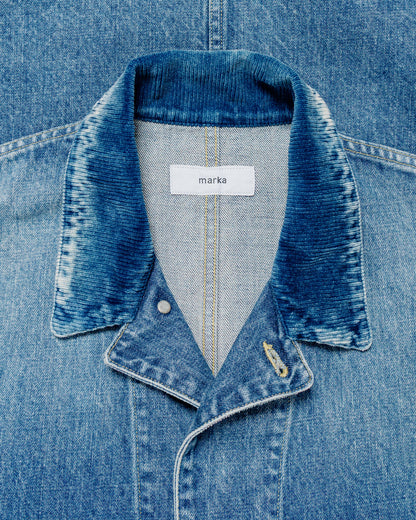 lost & found MARKAWARE marka Denim Coverall Jacket 13.5oz Selvedge Denim Used Wash