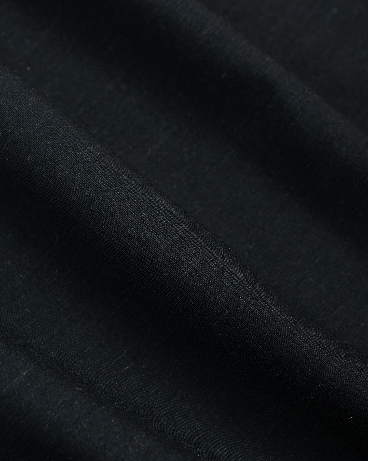 lost & found MARKAWARE marka Double Pocket Open Collar Shirt 2/72 Wool Tropical Washer Chambray Black