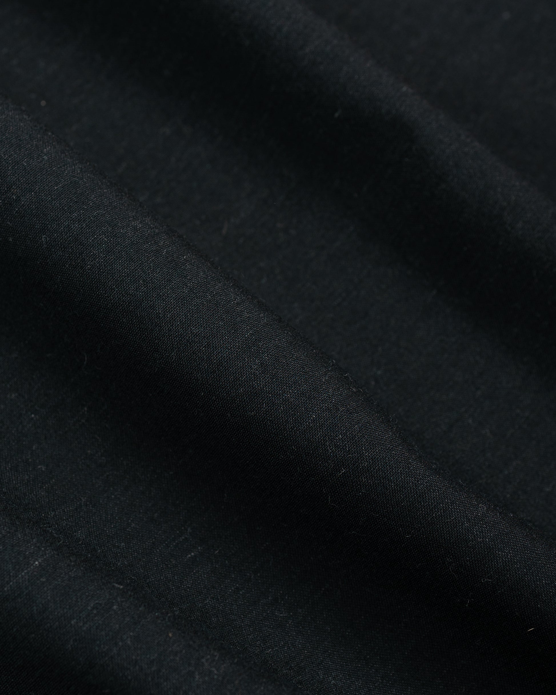 lost & found MARKAWARE marka Double Pocket Open Collar Shirt 2/72 Wool Tropical Washer Chambray Black