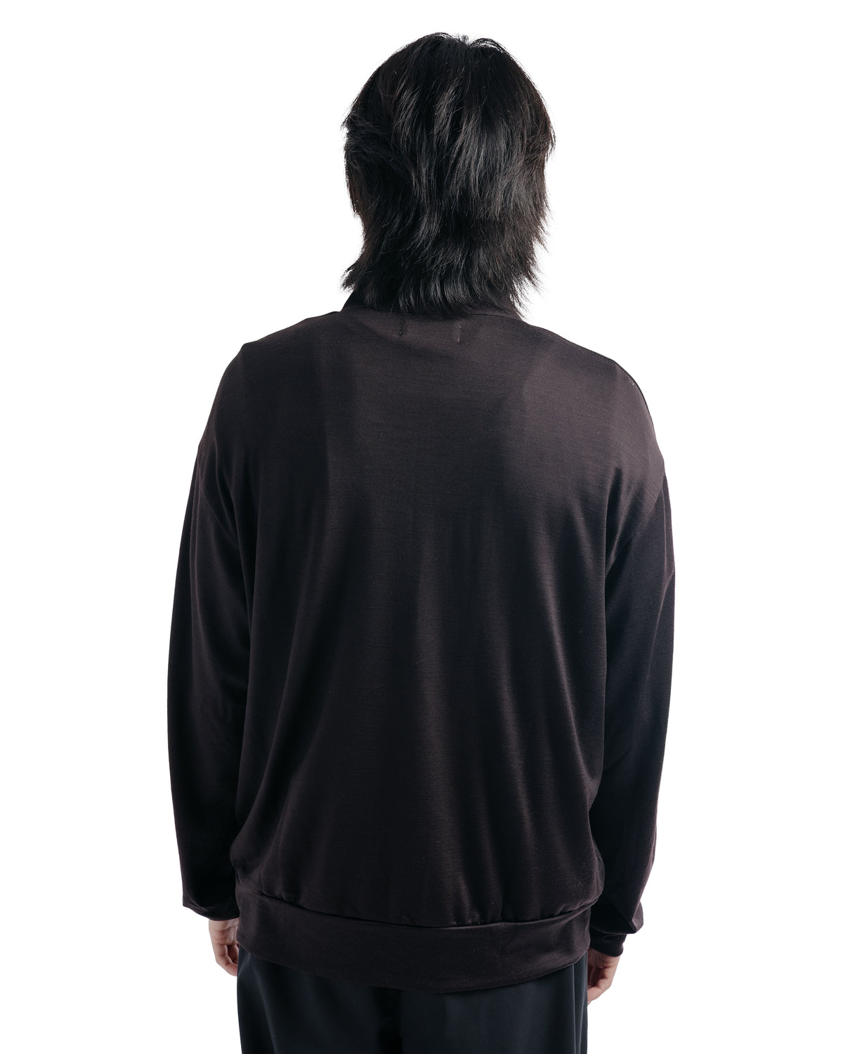 marka Half-Zip Stand Collar Super 100's Washable Wool Jersey Dark Brown