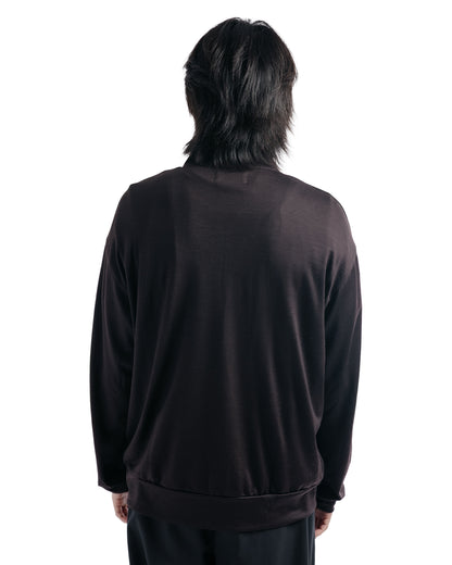 marka Half-Zip Stand Collar Super 100's Washable Wool Jersey Dark Brown