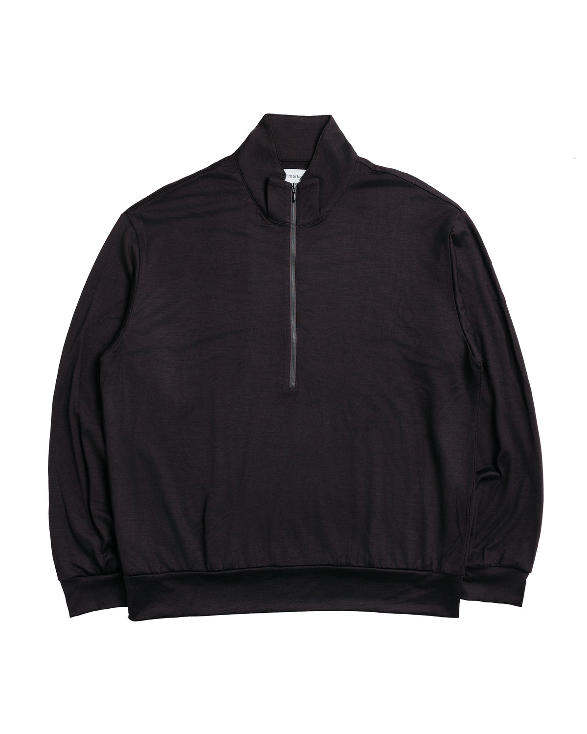 marka Half-Zip Stand Collar Super 100's Washable Wool Jersey Dark Brown