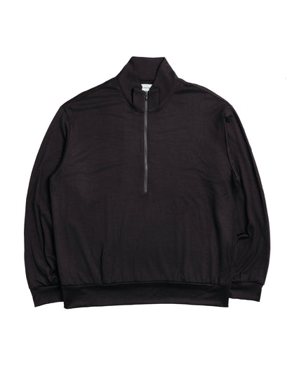 marka Half-Zip Stand Collar Super 100's Washable Wool Jersey Dark Brown