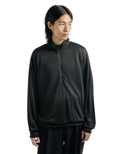 marka Half-Zip Stand Collar Super 100's Washable Wool Jersey Dark Olive