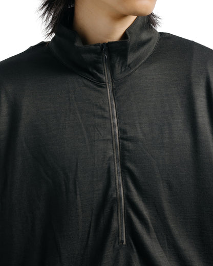 marka Half-Zip Stand Collar Super 100's Washable Wool Jersey Dark Olive