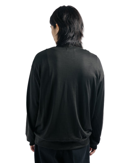 marka Half-Zip Stand Collar Super 100's Washable Wool Jersey Dark Olive