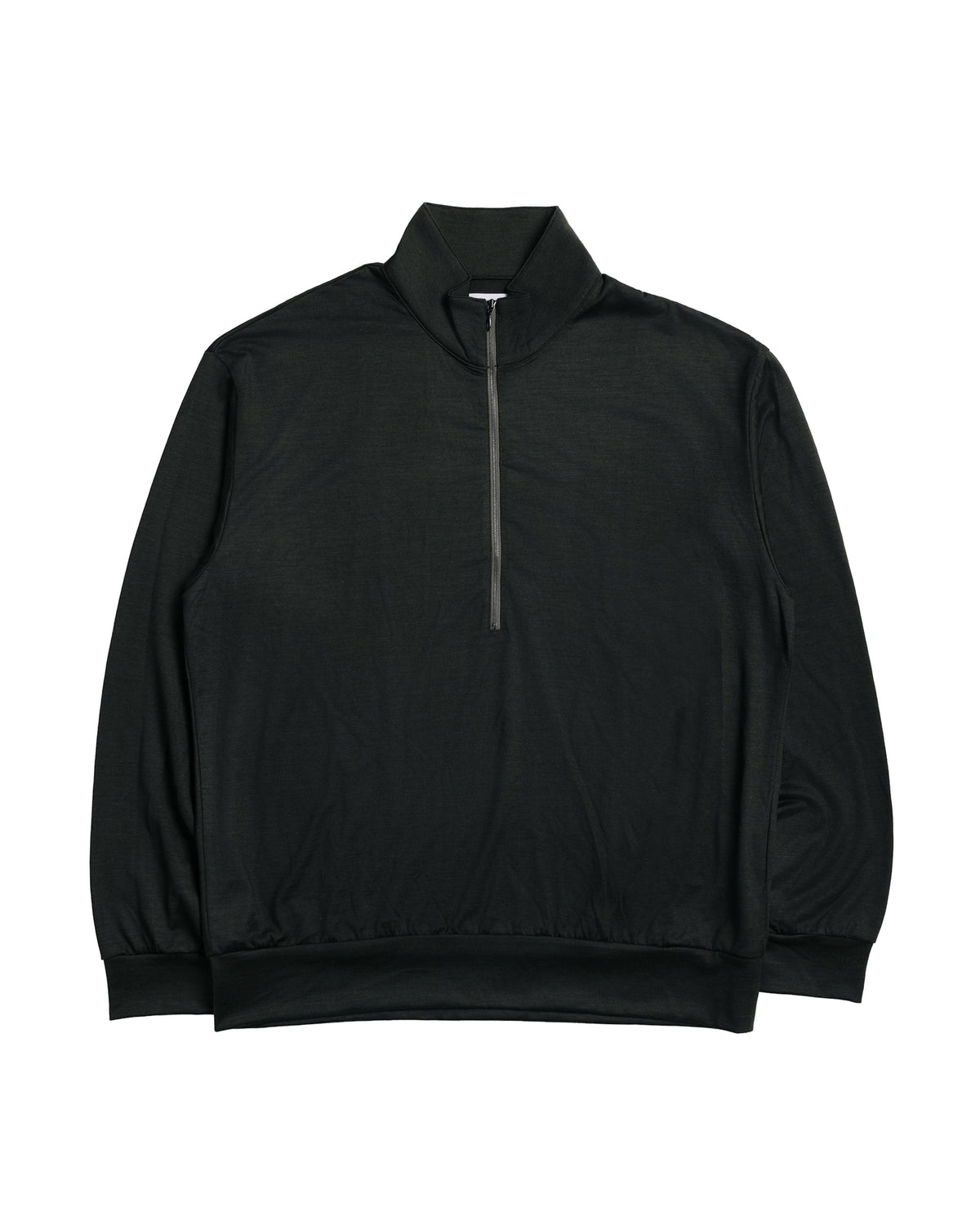 marka Half-Zip Stand Collar Super 100's Washable Wool Jersey Dark Olive