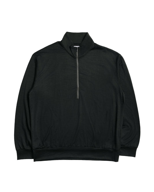marka Half-Zip Stand Collar Super 100's Washable Wool Jersey Dark Olive