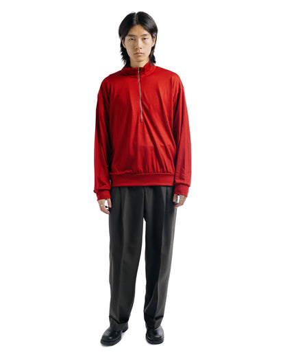 marka Half-Zip Stand Collar Super 100's Washable Wool Jersey Red
