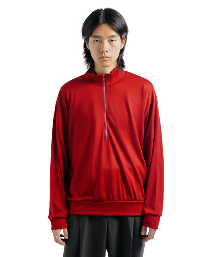 marka Half-Zip Stand Collar Super 100's Washable Wool Jersey Red