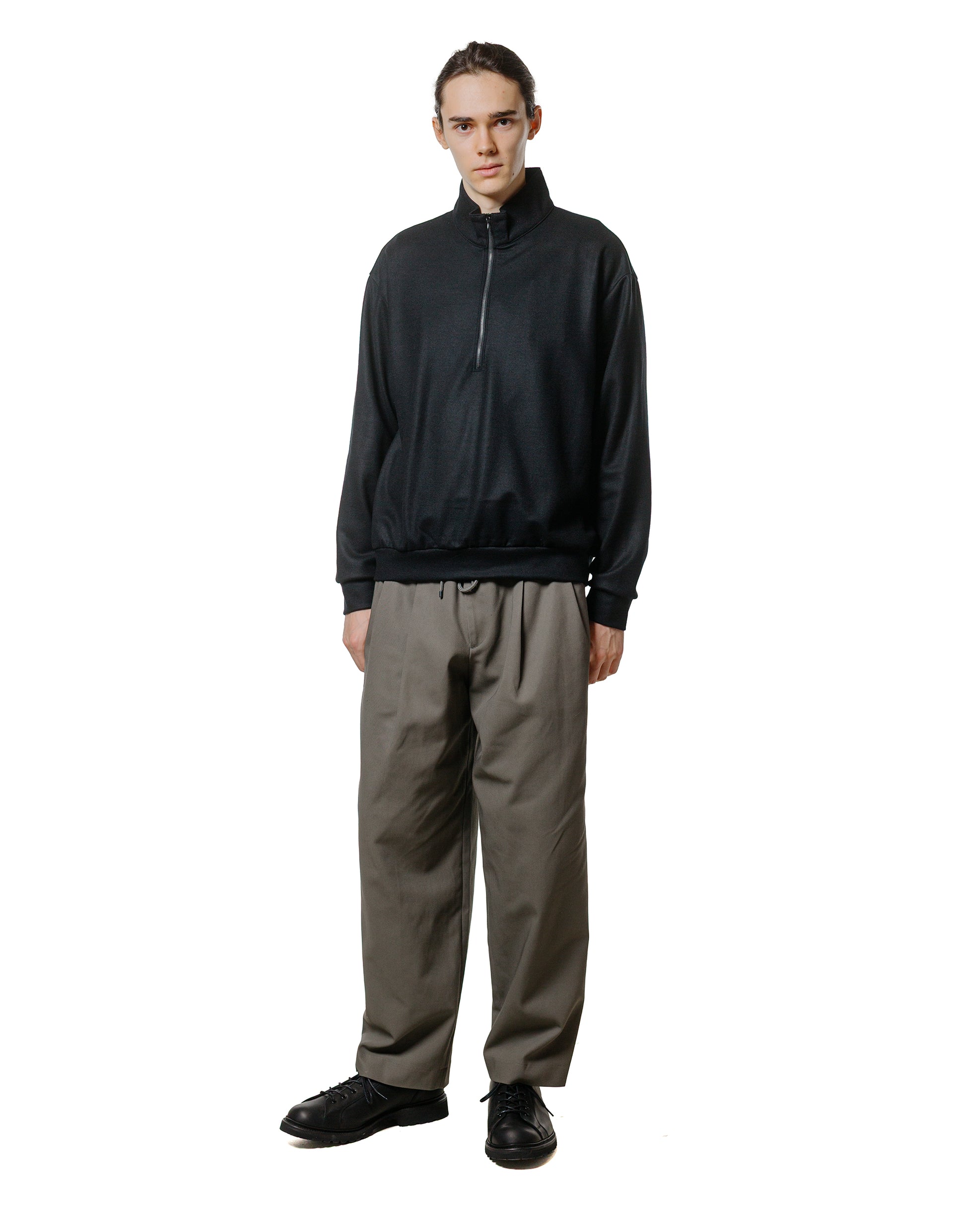 lost & found MARKAWARE marka Half Zip Stand Collar Super 140s Wool Knit Black