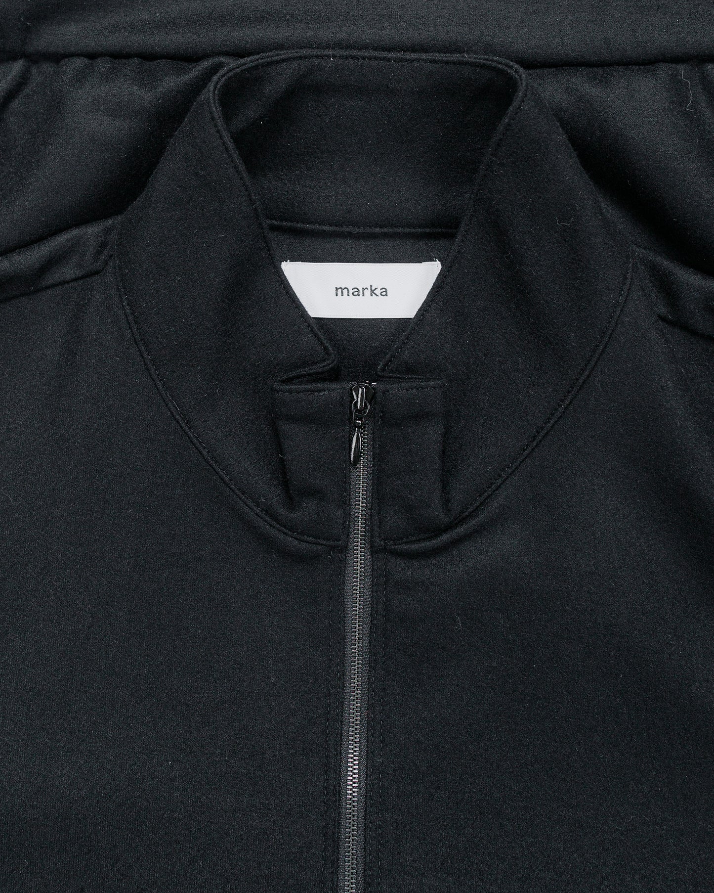 lost & found MARKAWARE marka Half Zip Stand Collar Super 140s Wool Knit Black