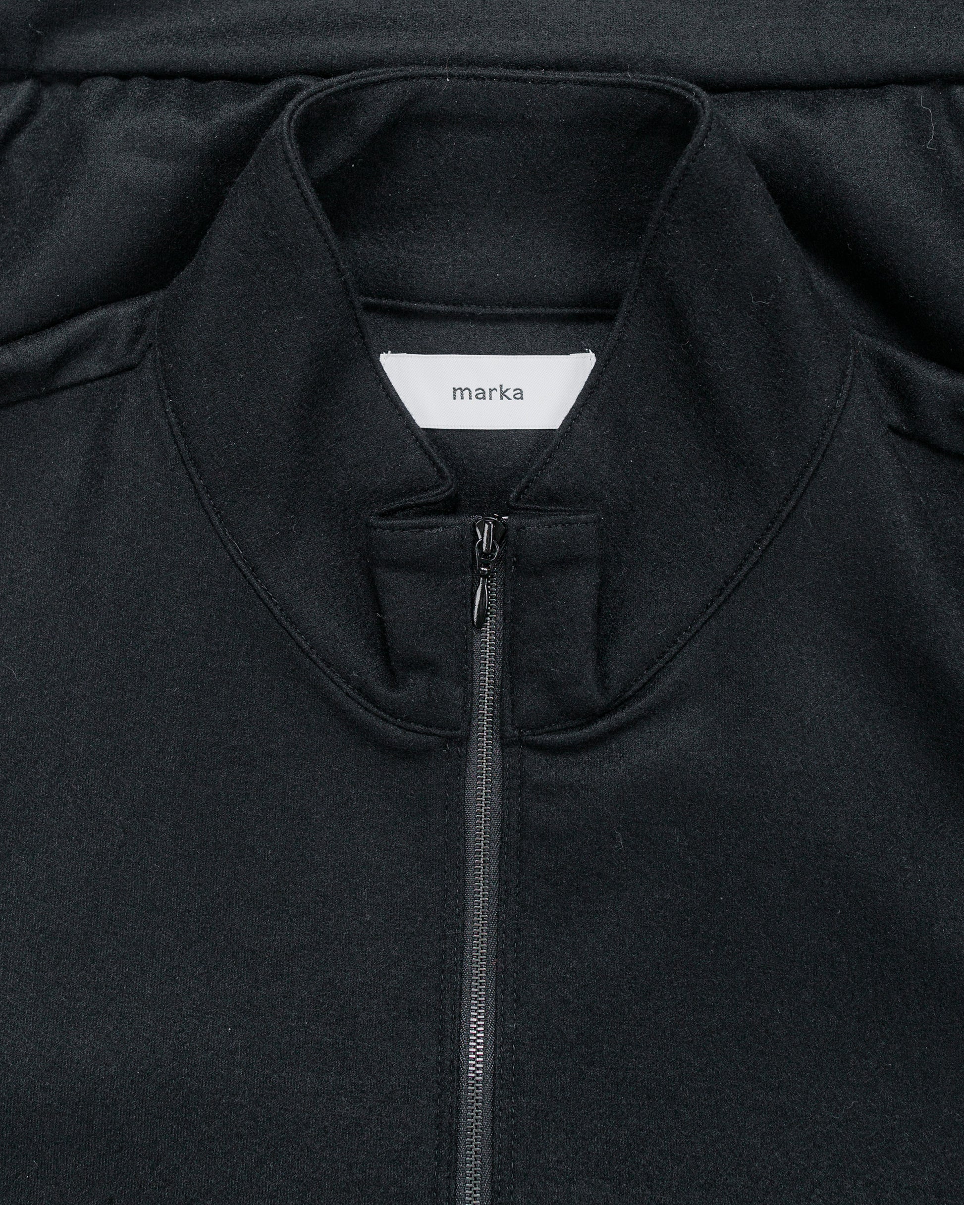 lost & found MARKAWARE marka Half Zip Stand Collar Super 140s Wool Knit Black