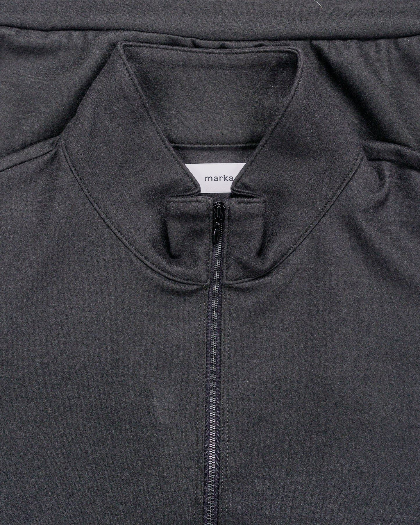 lost & found MARKAWARE marka Half Zip Stand Collar Super 140s Wool Knit Charcoal