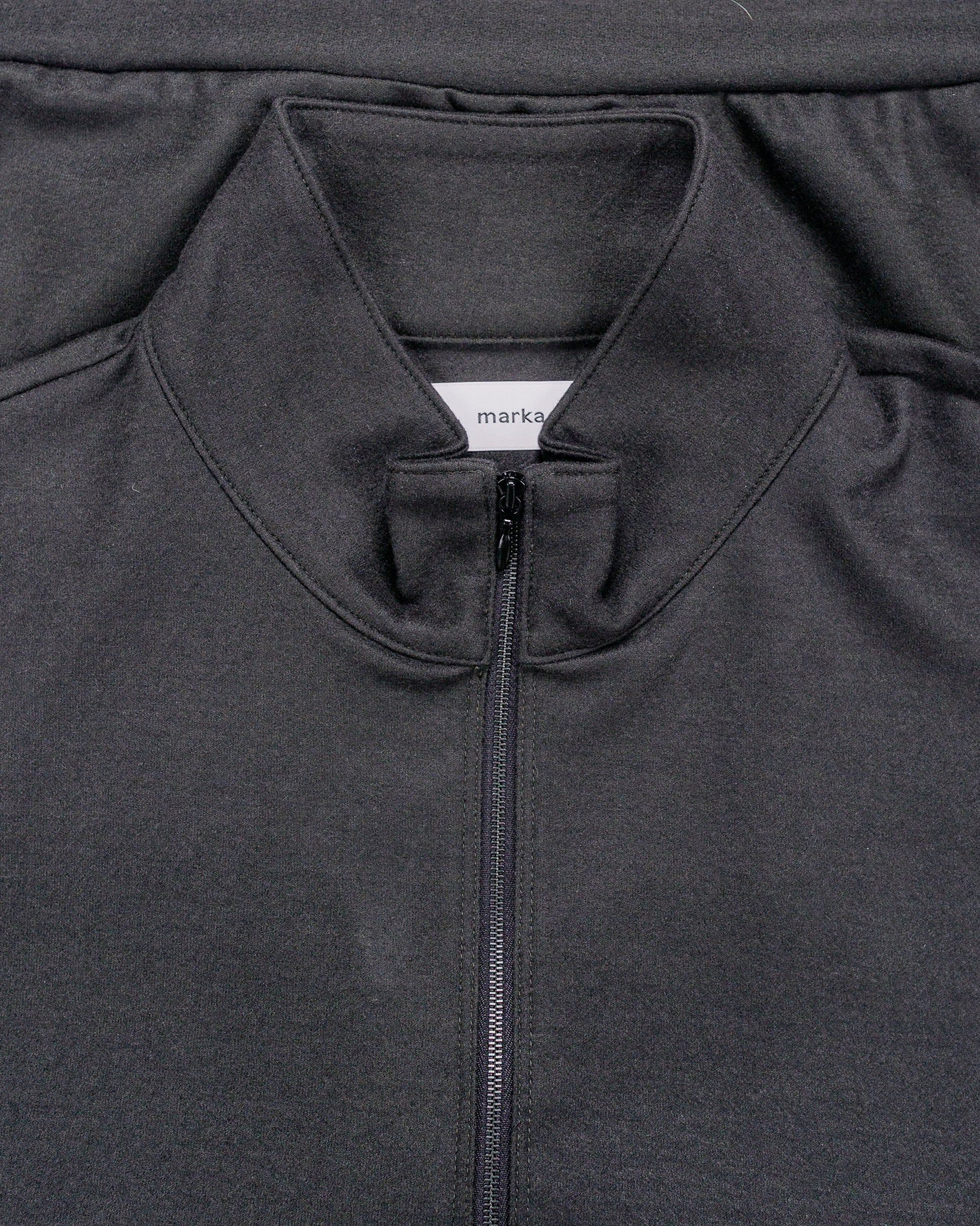 lost & found MARKAWARE marka Half Zip Stand Collar Super 140s Wool Knit Charcoal
