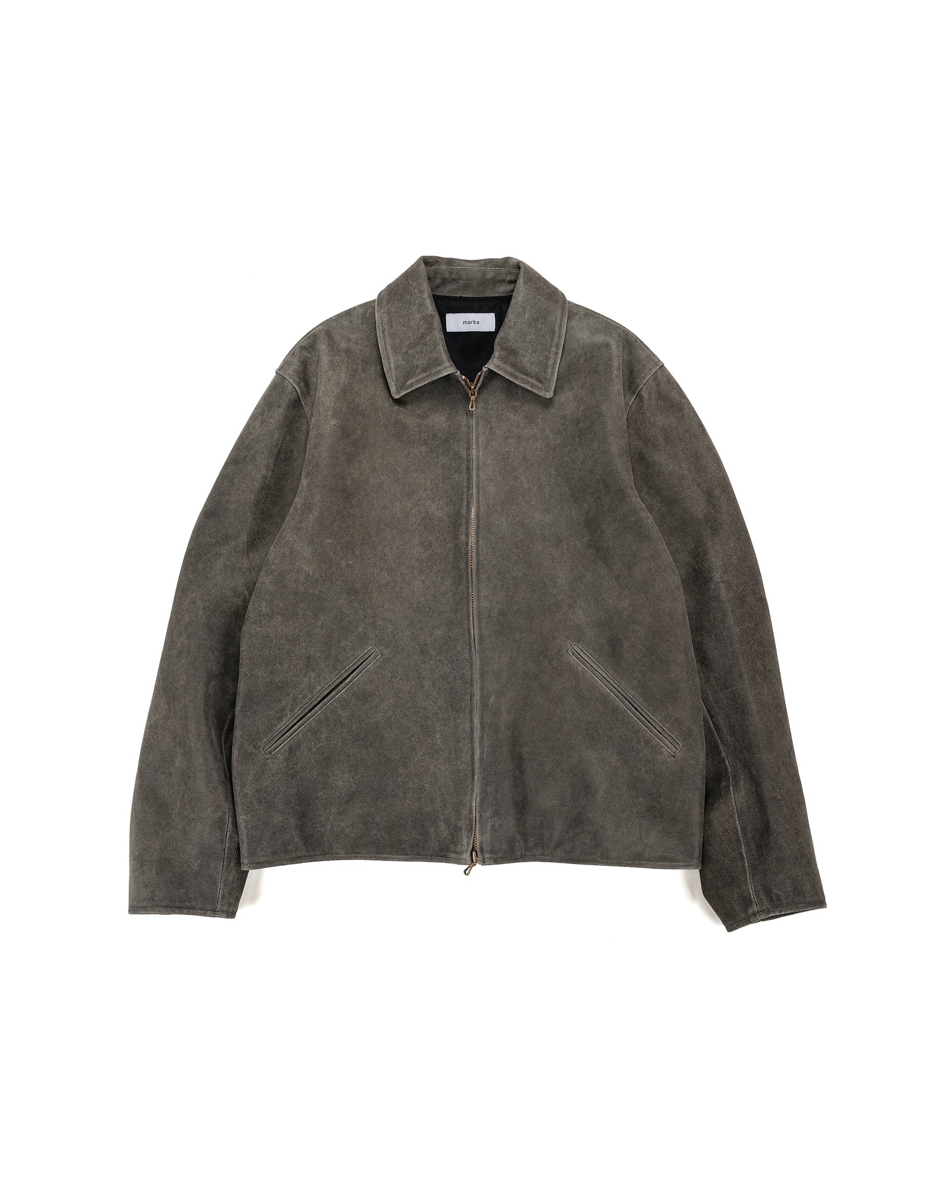 lost & found MARKAWARE marka Leather Sports Jacket Cracked Goat Leather Dark Brown