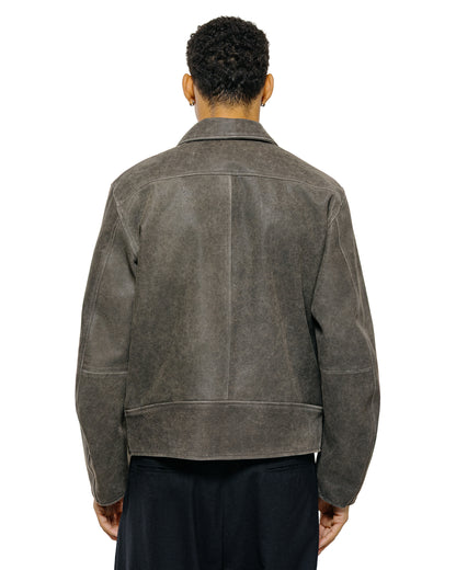 lost & found MARKAWARE marka Leather Sports Jacket Cracked Goat Leather Dark Brown