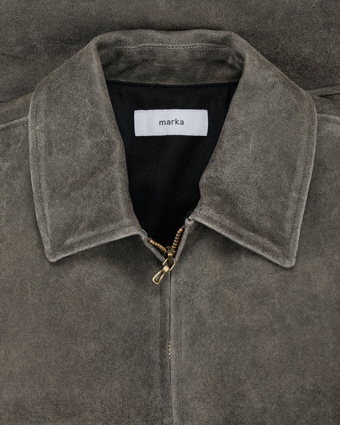 lost & found MARKAWARE marka Leather Sports Jacket Cracked Goat Leather Dark Brown