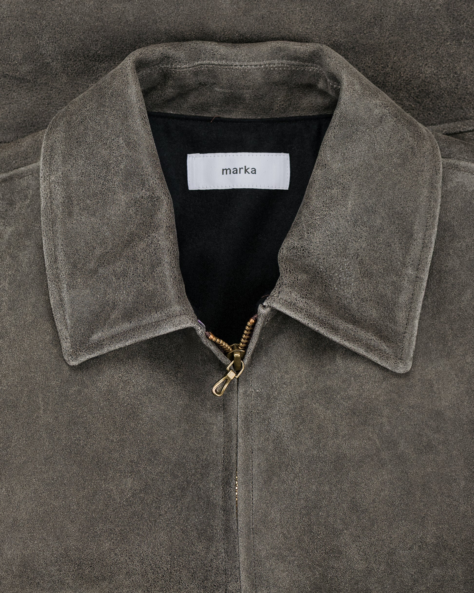 lost & found MARKAWARE marka Leather Sports Jacket Cracked Goat Leather Dark Brown