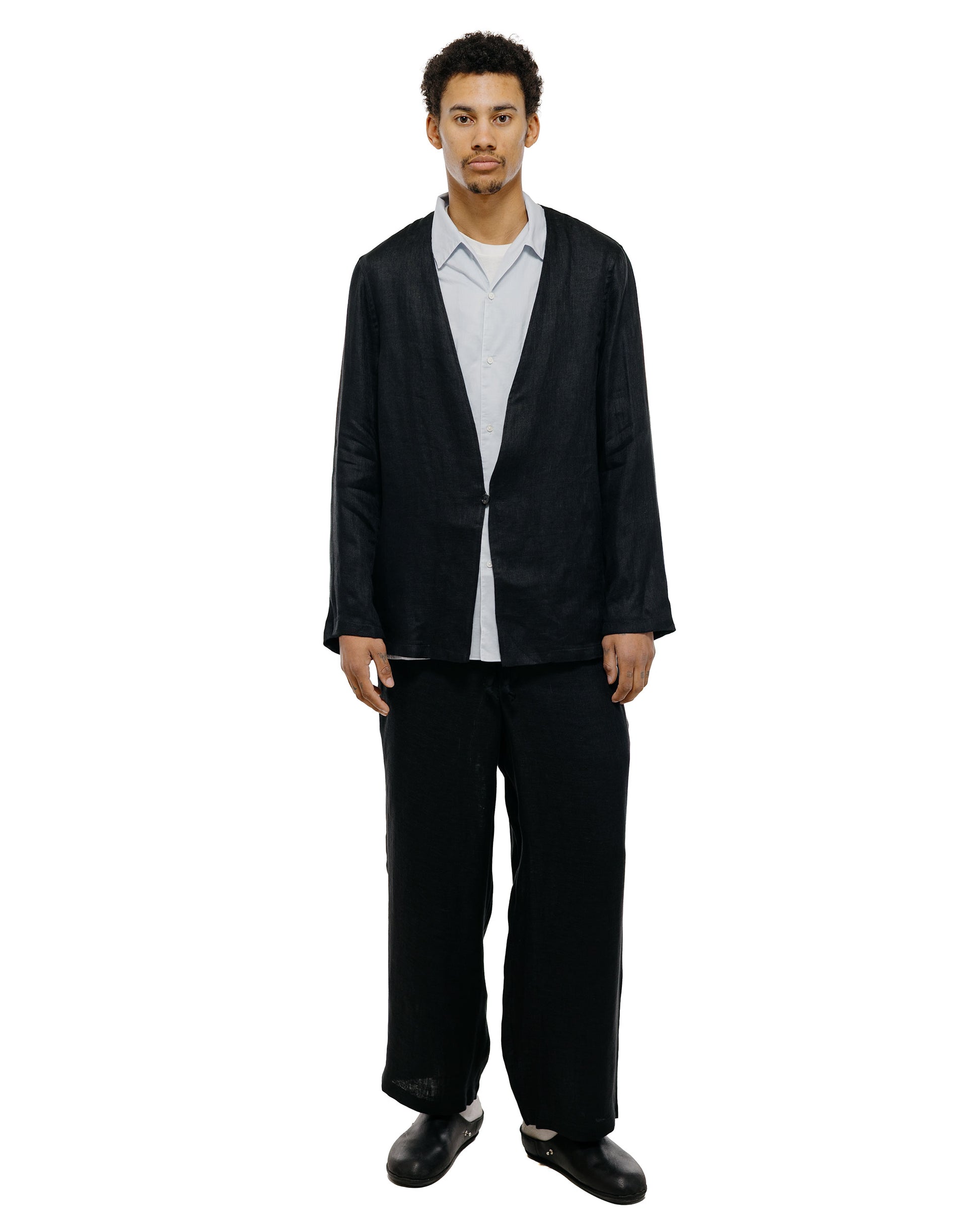 marka Minimalist Jacket Linen Gauze Double Cloth Black