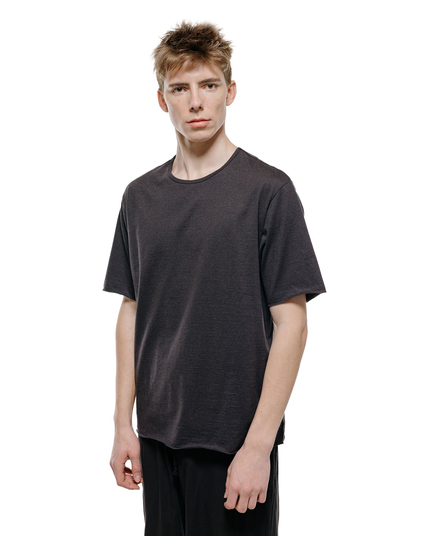lost & found MARKAWARE marka Narrow Piping Tee 40/2 Organic Cotton Knit Heather Black