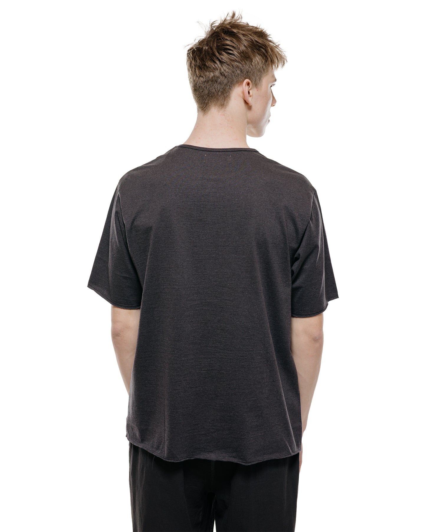 lost & found MARKAWARE marka Narrow Piping Tee 40/2 Organic Cotton Knit Heather Black