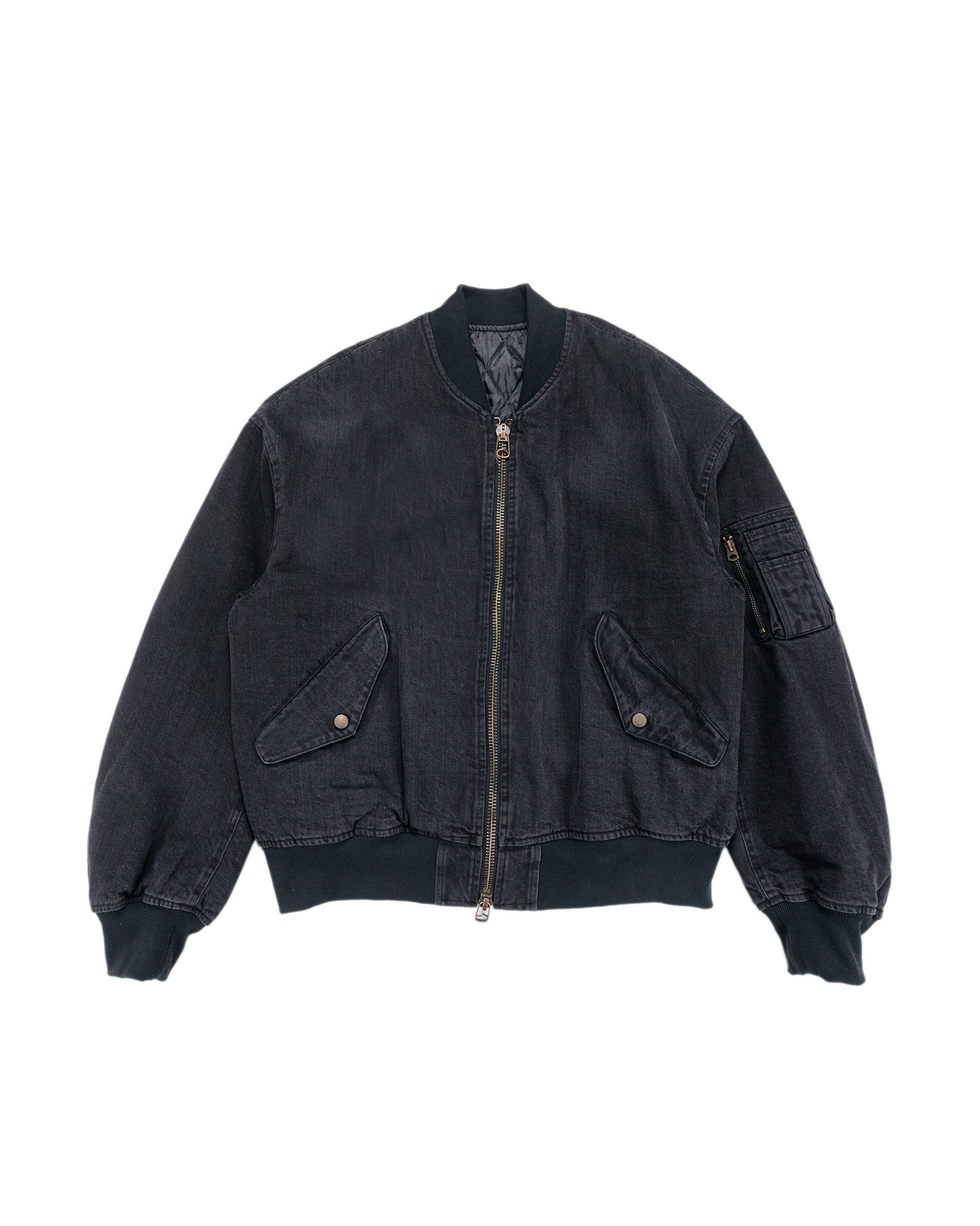 lost & found MARKAWARE marka Puffed Denim Bomber Jacket Organic Cotton 12oz Denim Black