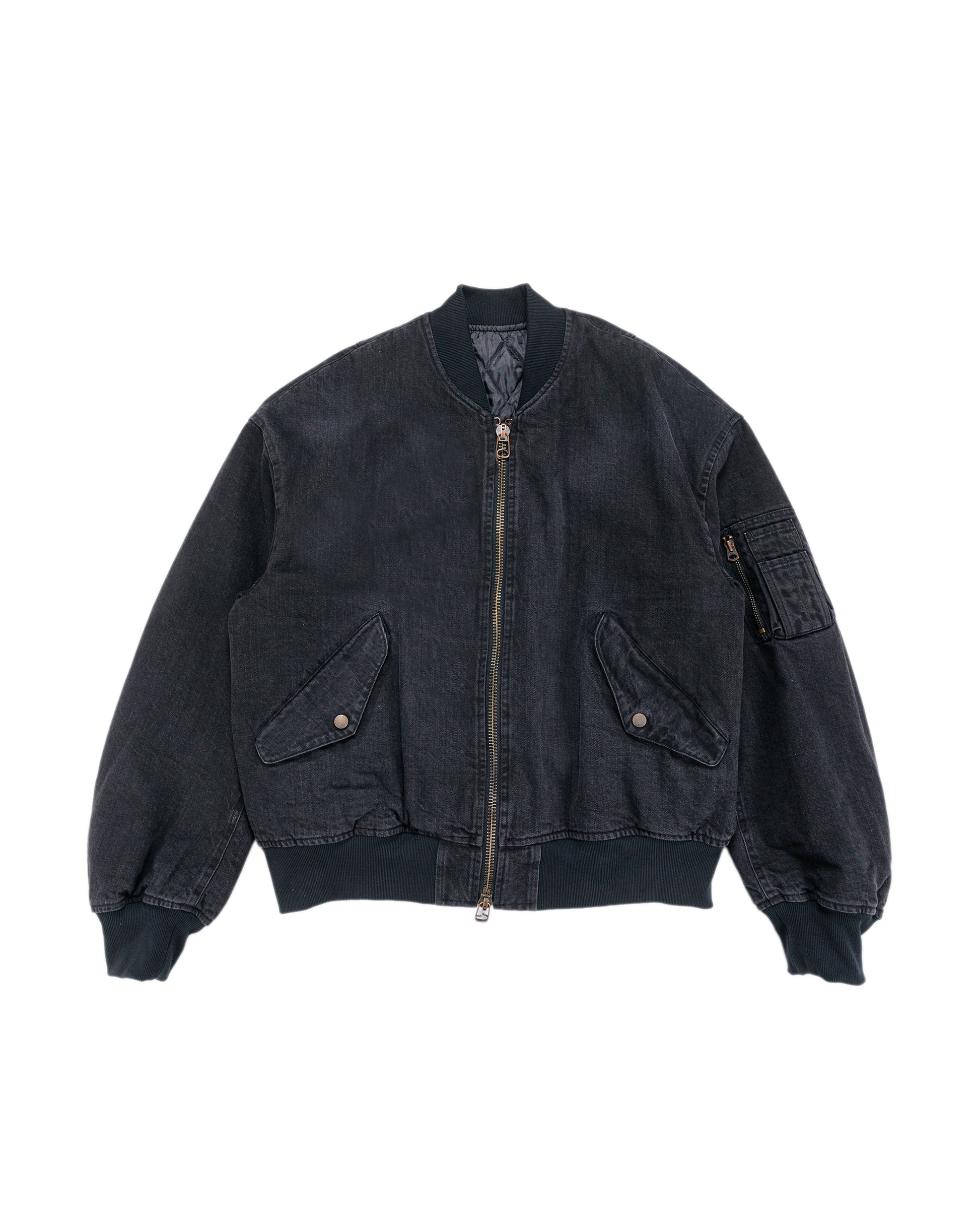 lost & found MARKAWARE marka Puffed Denim Bomber Jacket Organic Cotton 12oz Denim Black