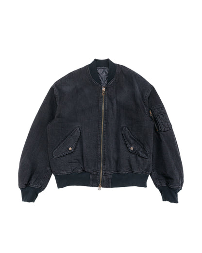 lost & found MARKAWARE marka Puffed Denim Bomber Jacket Organic Cotton 12oz Denim Black