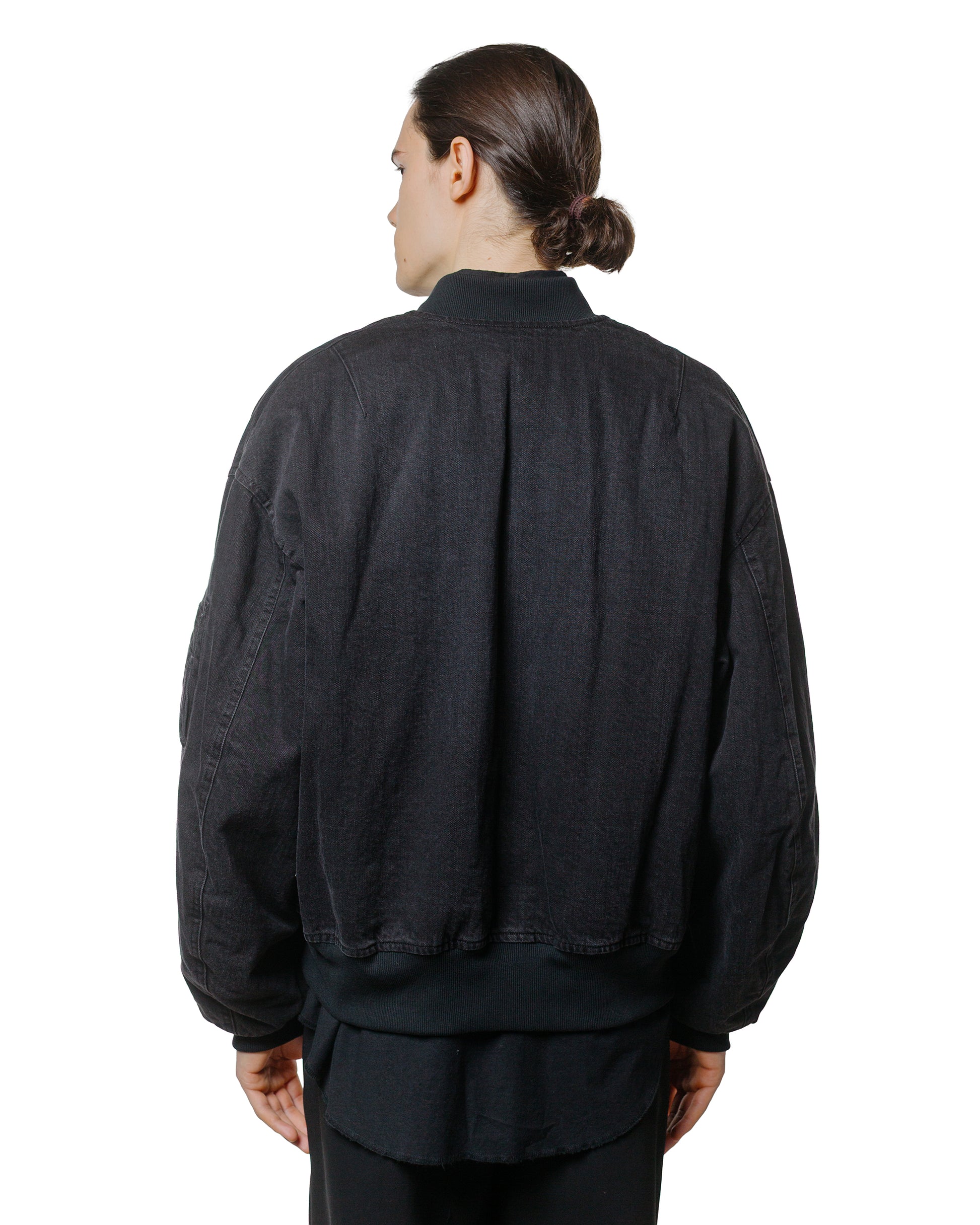 lost & found MARKAWARE marka Puffed Denim Bomber Jacket Organic Cotton 12oz Denim Black