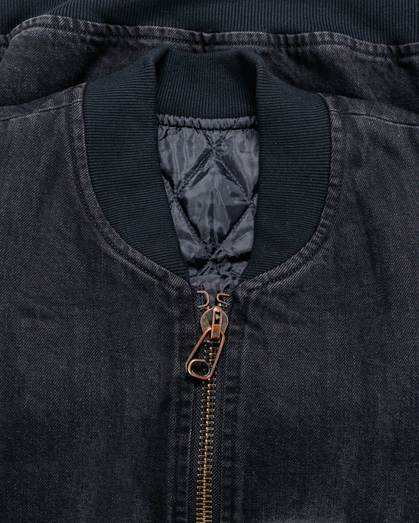 lost & found MARKAWARE marka Puffed Denim Bomber Jacket Organic Cotton 12oz Denim Black
