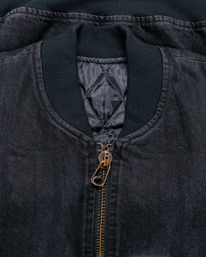 lost & found MARKAWARE marka Puffed Denim Bomber Jacket Organic Cotton 12oz Denim Black