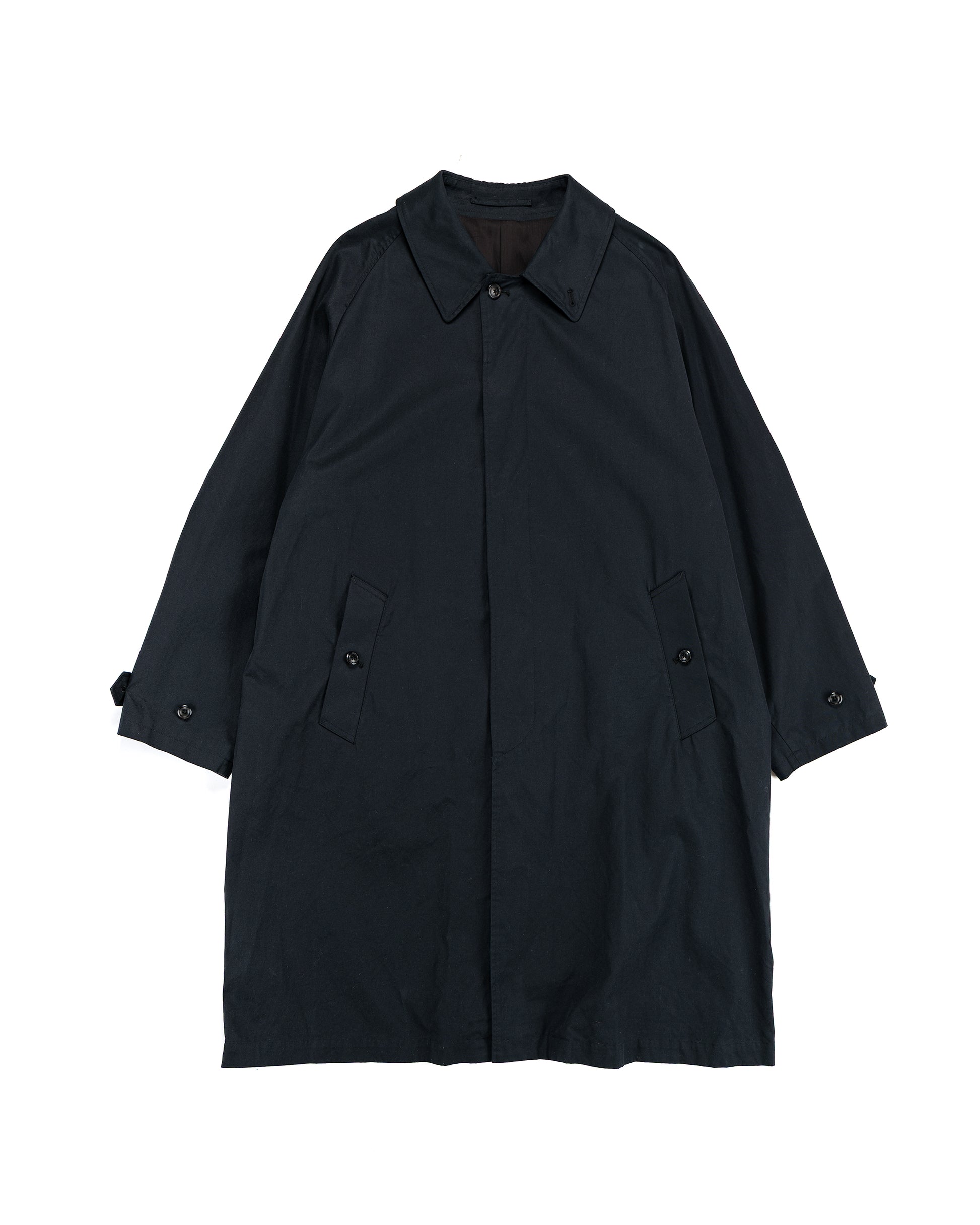 lost & found MARKAWARE marka Raglan Sleeve Coat Organic 60/2 Gabardine Bio Black