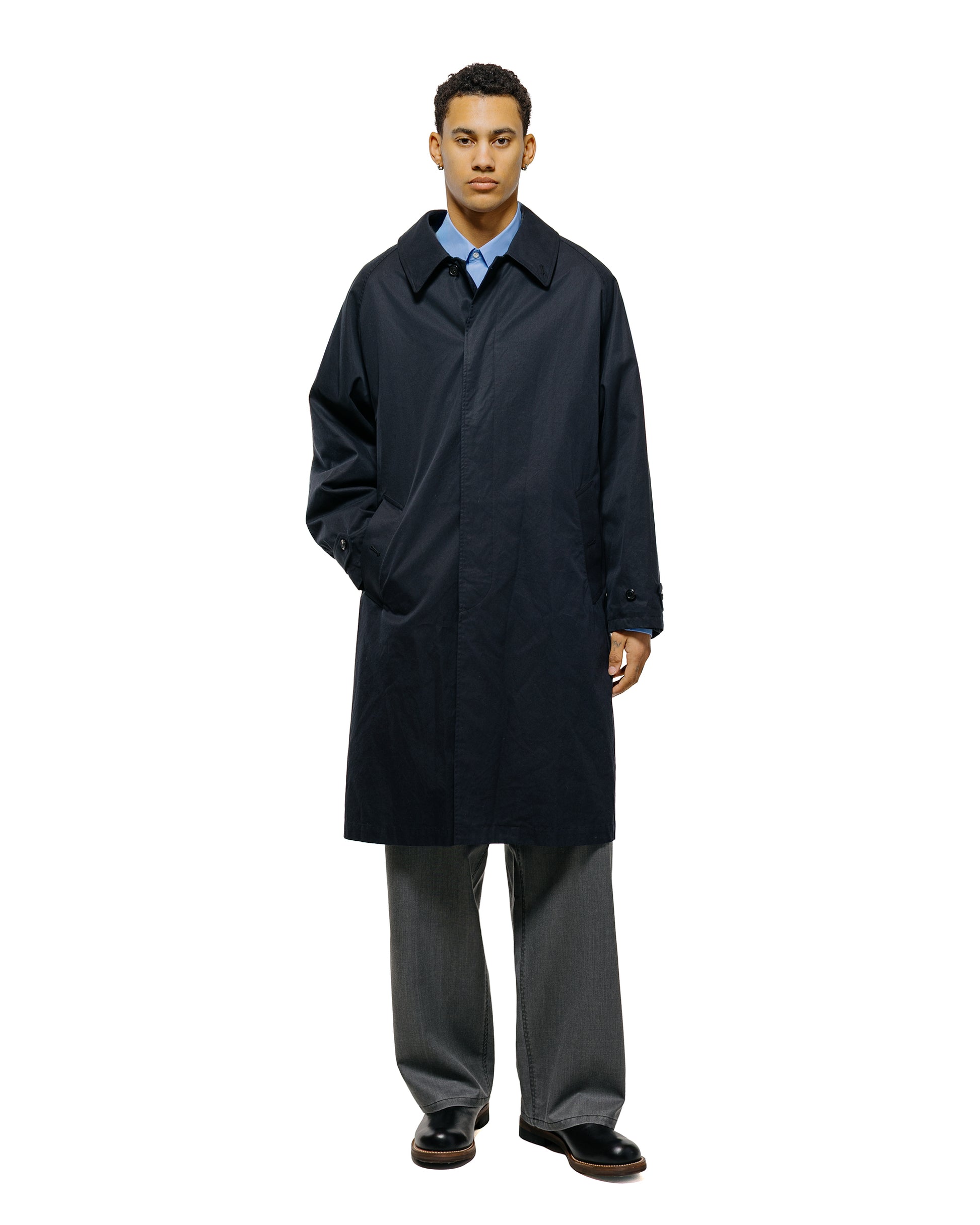 lost & found MARKAWARE marka Raglan Sleeve Coat Organic 60/2 Gabardine Bio Black