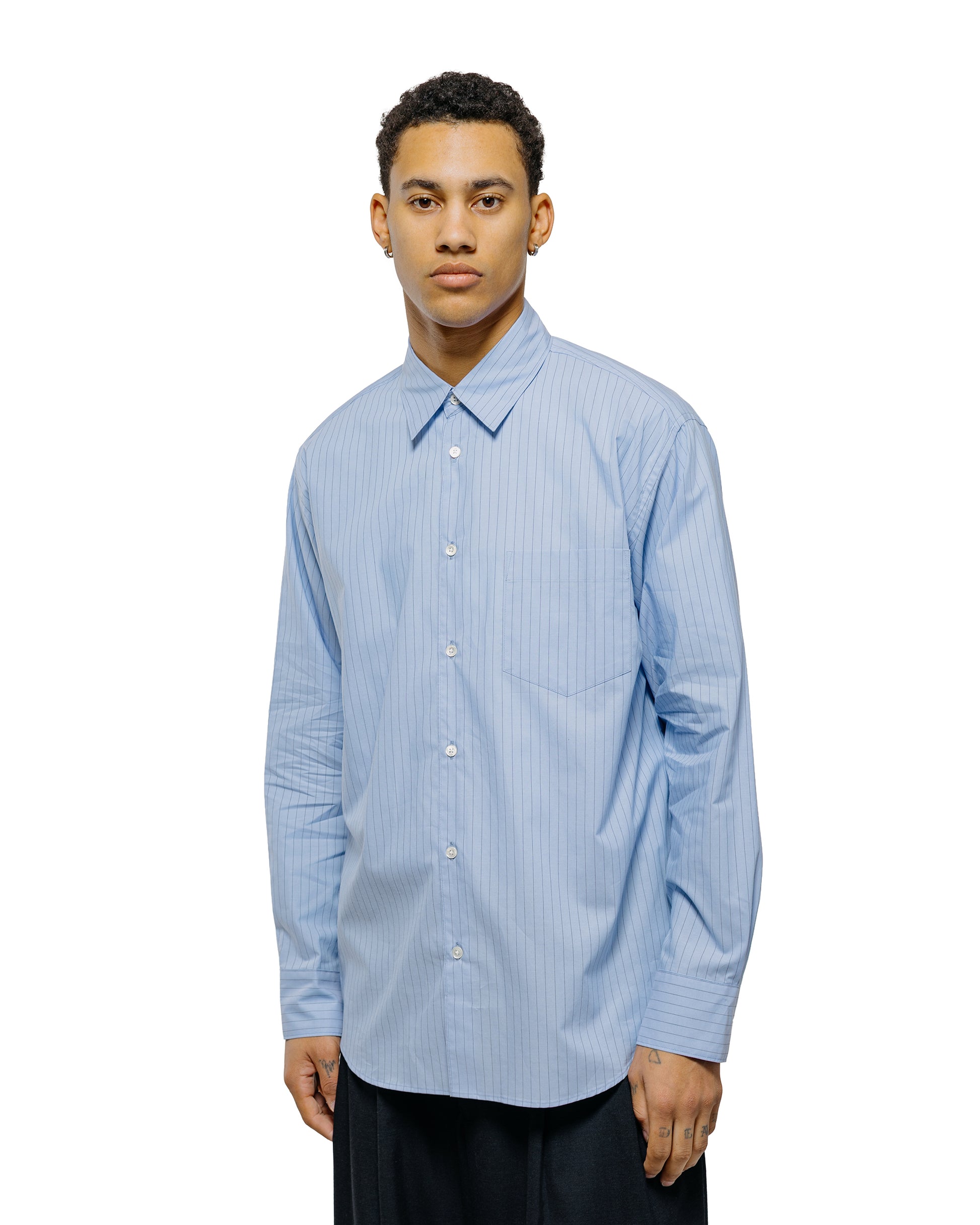 lost & found MARKAWARE marka Regular Collar Shirt Organic Cotton Stripe Blue Stripe