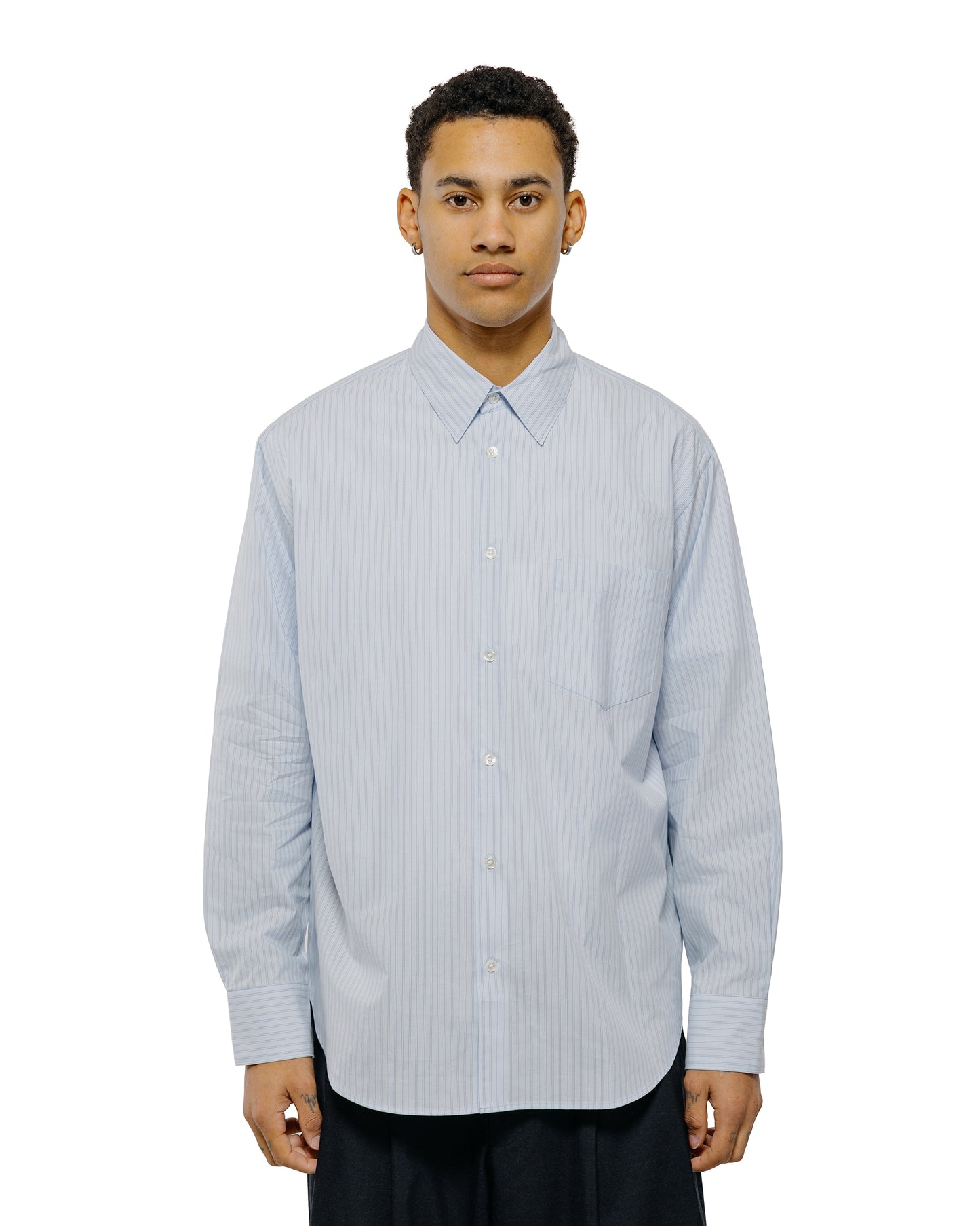 lost & found MARKAWARE marka Regular Collar Shirt Organic Cotton Stripe Saxe Stripe