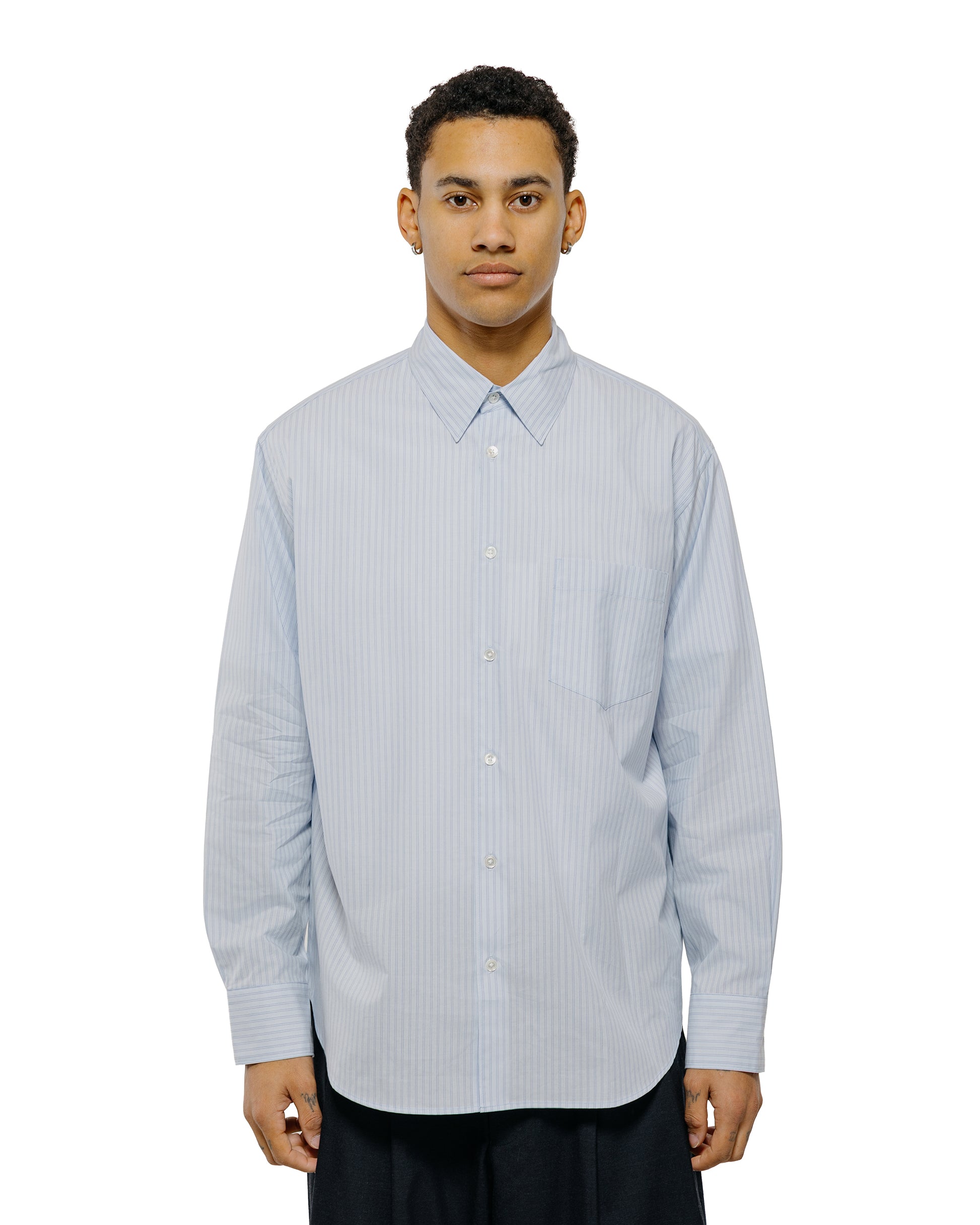 lost & found MARKAWARE marka Regular Collar Shirt Organic Cotton Stripe Saxe Stripe