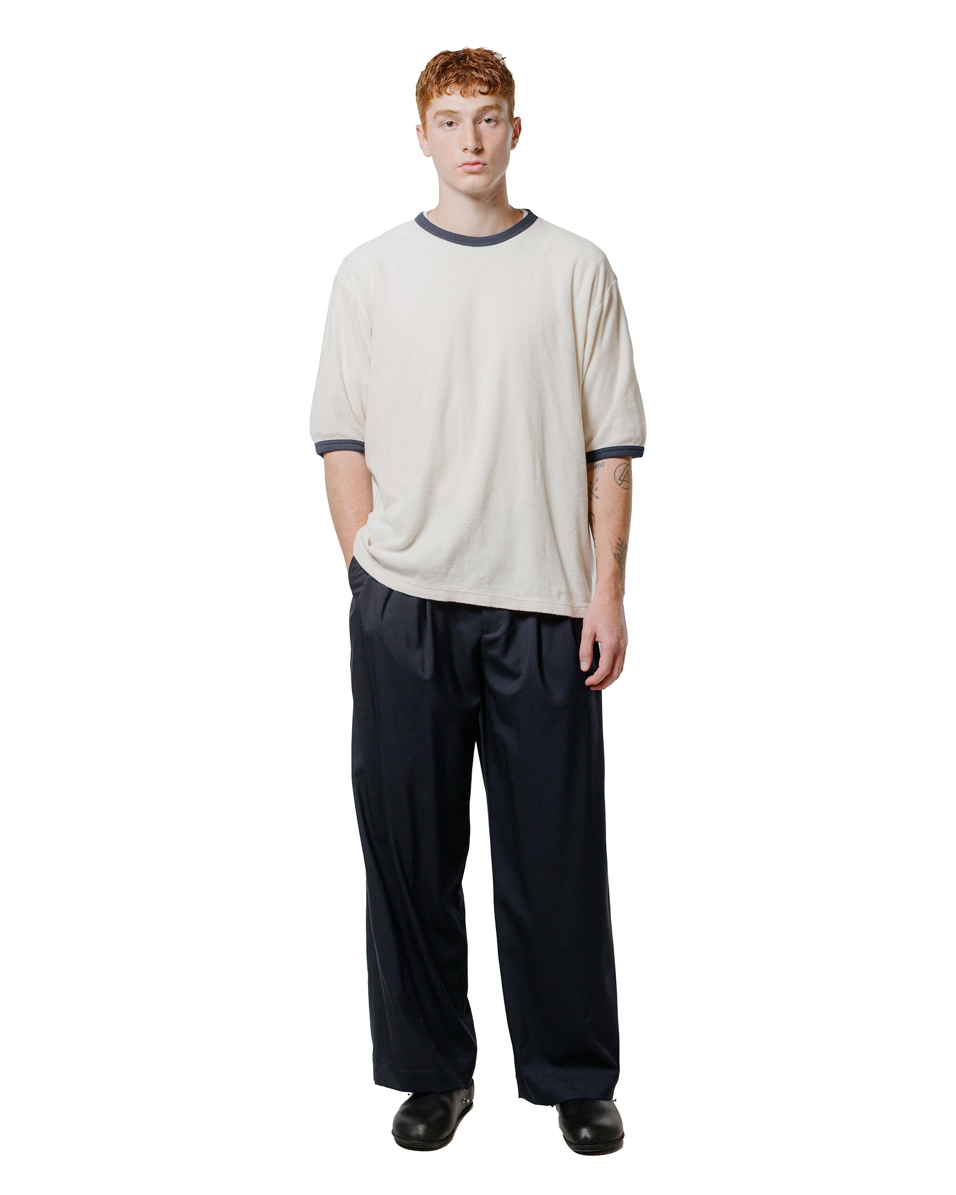 lost & found MARKAWARE marka Ringer Pile Tee Organic Cotton Pile Ecru