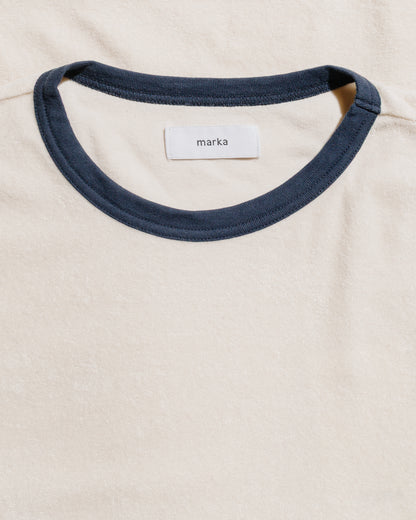 lost & found MARKAWARE marka Ringer Pile Tee Organic Cotton Pile Ecru