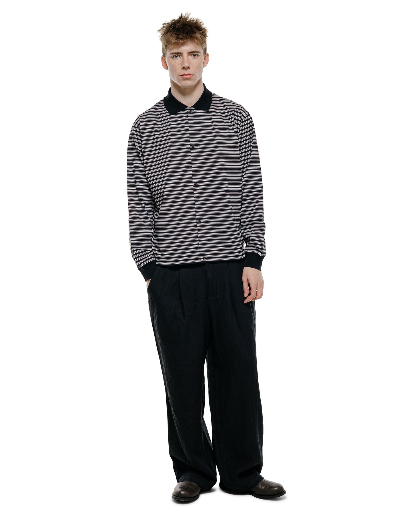 lost & found MARKAWARE marka Shirt Cardigan Cotton High Twisted Pique Black Border